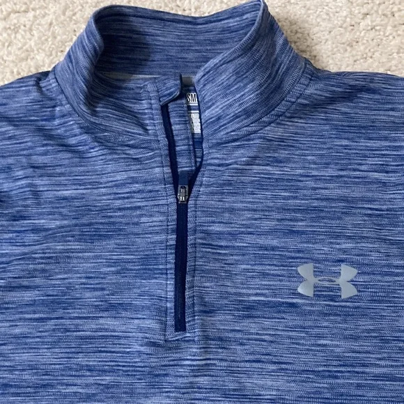 Men’s Under Armour Heat Gear long sleeve Blue 1/4 zip Shirt S Small - Picture 2 of 3